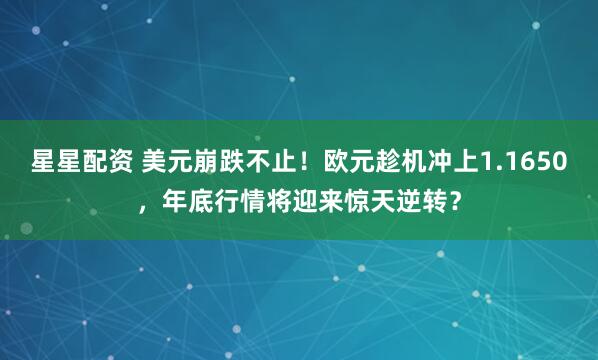 星星配资 美元崩跌不止！欧元趁机冲上1.1650，年底行情将迎来惊天逆转？